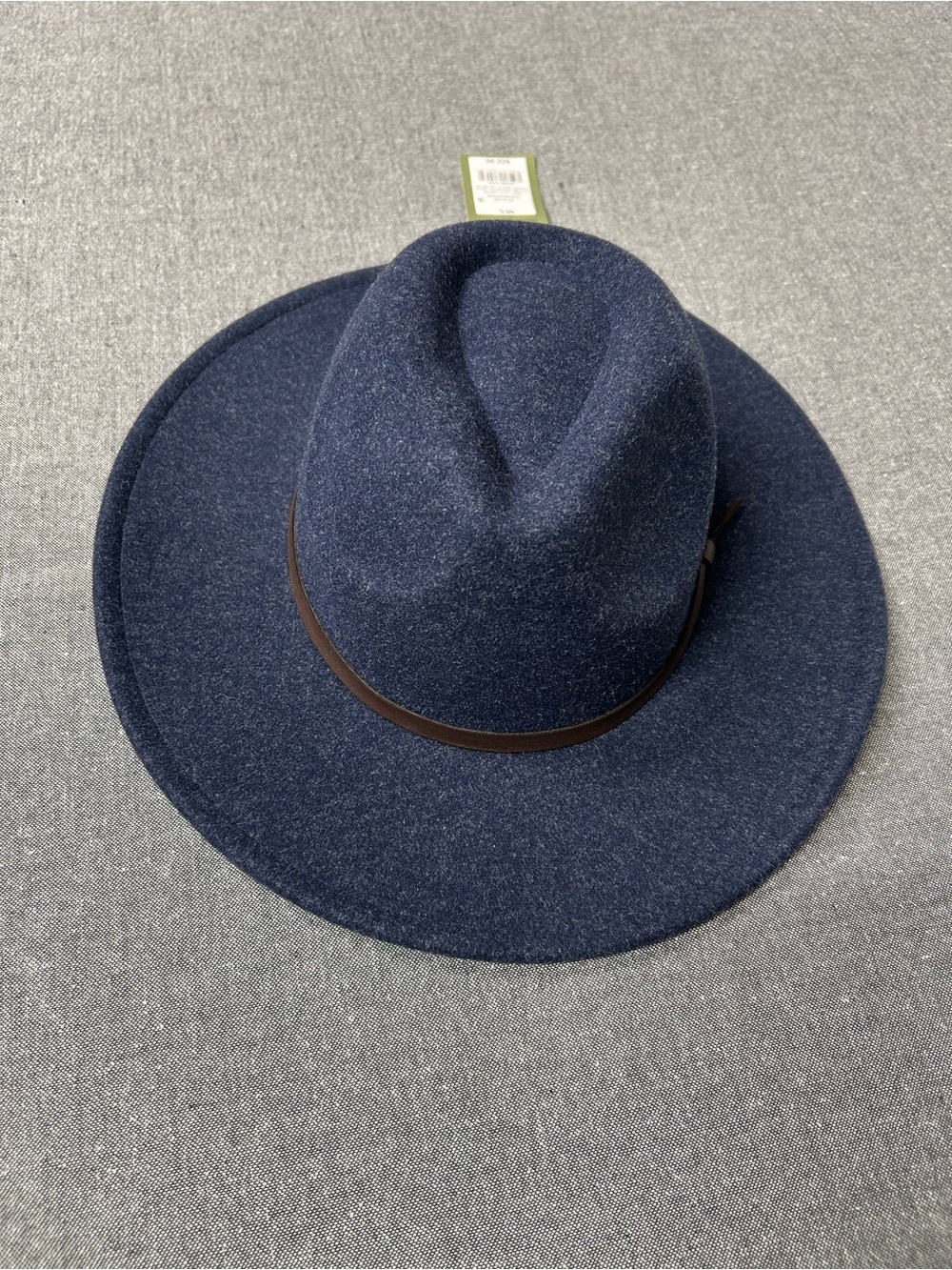 Men's Navy Wool Fedora with Brown Band